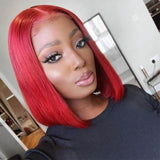 GS Virgin Hair 13X4 lace bob wigs,Brazilian human hair Red/Yellow/Purple/613 lace front wigs