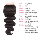 GS Virgin Hair 4pcs Brazilian Virgin Hair Body Wave Hair Bundles With 5X5 Transparent Lace Closure