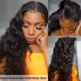 GS Virgin Hair New Style Bouncy Body Wave 13x4 Transparent Lace Frontal Wigs Human Hair Natural Black