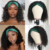 GS Virgin Hair Curly Headband Wig Human Hair for Women Glueless Natural Black Wig With Headband Cabello Series