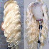 GS Virgin hair Cabello Series 150% density Virgin Human Hair Soft Long 613 Blonde Body wave  13x4 Lace Frontal Wig