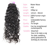 GS Virgin Hair Cabello Series 1 pcs Water Wave Hair 100% Virgin Human Hair